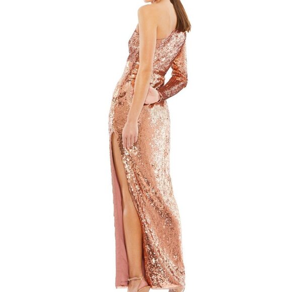 Mac Duggal NWT Sequined One Sleeve Column Gown, size 10 - Picture 2 of 13